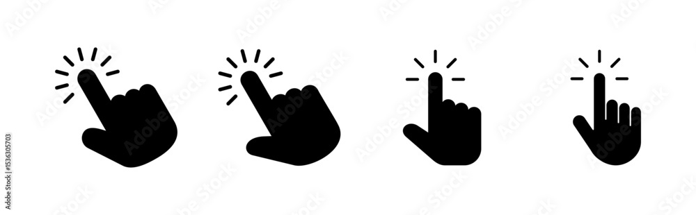 Poster hand cursor icon set. click icon vector. hand click. pointer