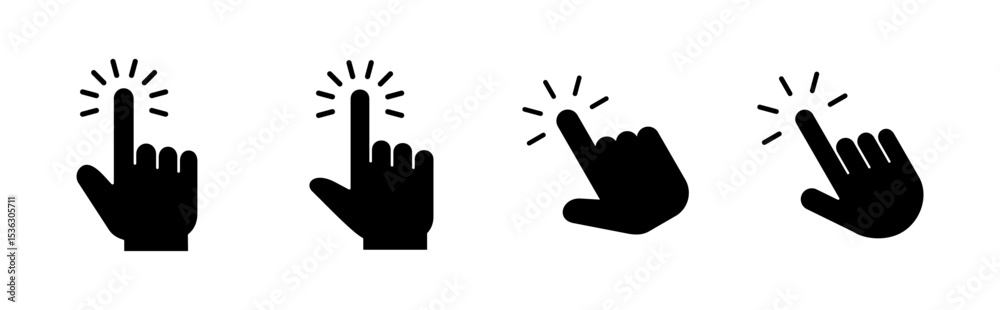Poster hand click icon set. pointer icon vector. hand cursor icon vector