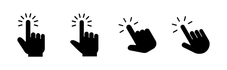 Hand click icon set. pointer icon vector. hand cursor icon vector