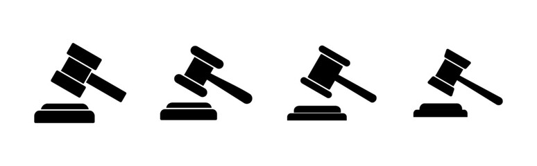 Gavel icon set. judge gavel icon vector. law icon vector. auction hammer