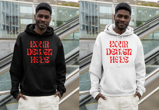 Mockup Of Man Dressed In Customizable Hoodie Outdoors