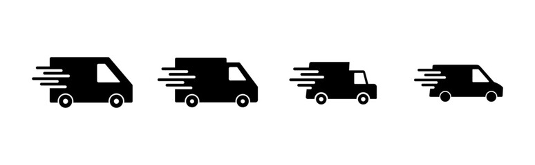 Fast shipping delivery truck icon set. Delivery truck icon. fast delivery icon