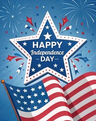 Obraz premium Happy independence day festive star and flag design