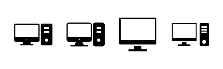 Computer icon set. computer monitor icon vector.