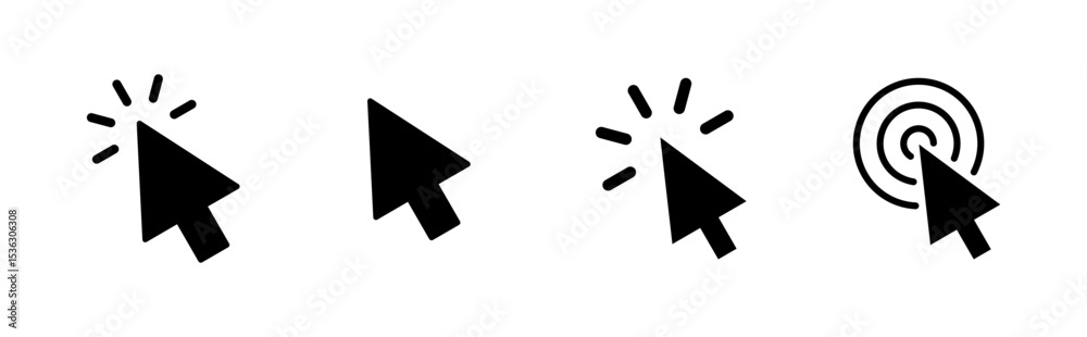 Poster click icon set. pointer arrow icon. cursor icon vector