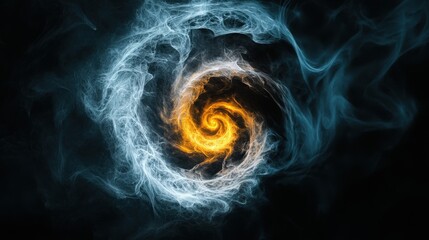 Obraz premium Abstract Milky Spiral Formation on Black Background with Soft Mist Edges