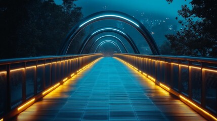 Night Bridge: Illuminated Walkway