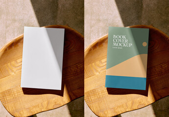 Mockup Of Customizable Hard Back Book On Stool