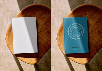 Mockup Of Customized Hard Back Book On Stool