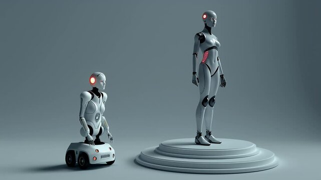 Futuristic Profile of a Cybernetic Woman in a 3D Rendering