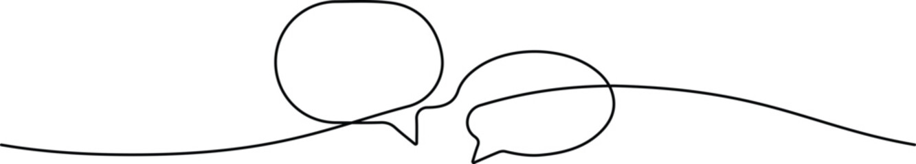 Outline Vector of Communication Bubble. One Line Drawing Style