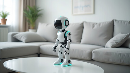 AI Inspection Robot Posed in Living Room Scene
