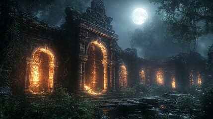 Jungle Ruins: Moonlight & Rain