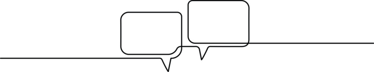 Single Line Drawing of Message Bubble. Linear Vector Illustration