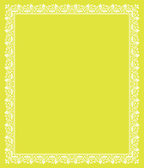 Decorative frame Elegant vector element for design in Eastern style, place for text. Floral yellow and white border. Lace illustration for invitations and greeting cards