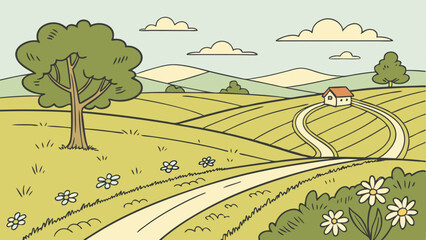 During the day, create illustrations in the wild and natural environment.