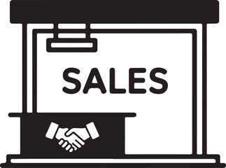 Sales booth icon handshake partnership deal