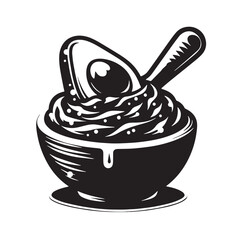 Black Guacamole Silhouette Vector, High Quality Illustration on White Background