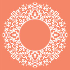 Decorative frame Elegant vector element for design in Eastern style, place for text. Floral pink and white border. Lace illustration for invitations and greeting cards
