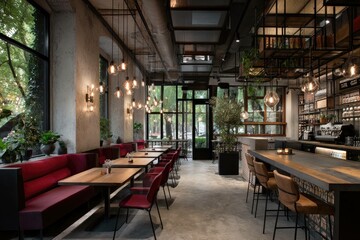 Italian trattoria style with modern loft reinterpretation