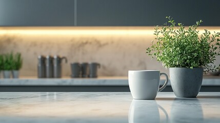 Modern Kitchen: Coffee Mug & Plant