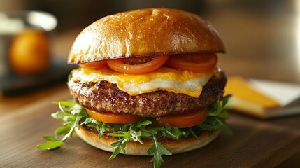 Juicy Cheeseburger with Tomato & Arugula
