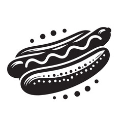 Black Hot Dog Silhouette Vector, High Quality Illustration on White Background
