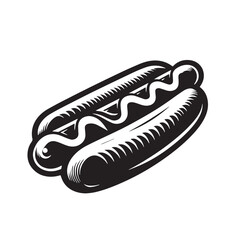 Black Hot Dog Silhouette Vector, High Quality Illustration on White Background