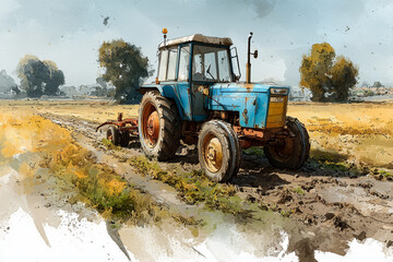 old tractor in the field
