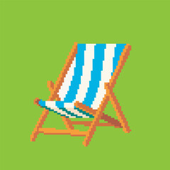 beach chair pixel art, vector illustration on isolated background.