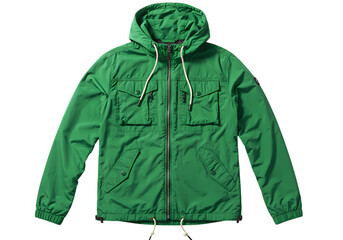Emerald Green Lightweight Hooded Jacket A Versatile Outerwear Piece for Men isolated on transparent baackground