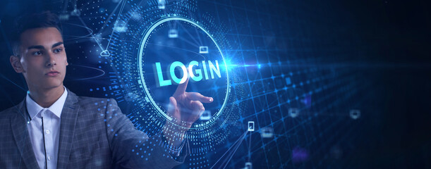Concept of login. Business, Technology, Internet and network concept.