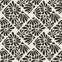 Trendy minimalist seamless botanical pattern with abstract creative hand drawn composition