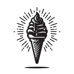 Black Ice Cream Silhouette Vector, High Quality Illustration on White Background
