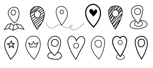 Various styles of location markers and symbols for maps and navigation applications