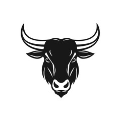 Bull head tribal style horned animal design aggressive expression,  tribal bull, horned animal, bull face, vector silhouette