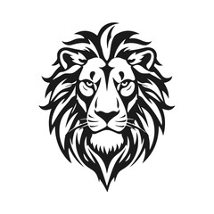 Obraz premium Lion head with detailed mane. Animal icon template. Wild animal, lion king, ferocious predator, wild cat, roaring lion