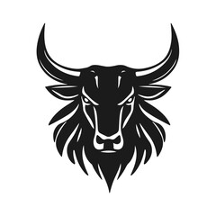 Bull head tribal style horned animal design aggressive expression,  tribal bull, horned animal, bull face, vector silhouette