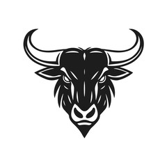 Bull head tribal style horned animal design aggressive expression,  tribal bull, horned animal, bull face, vector silhouette