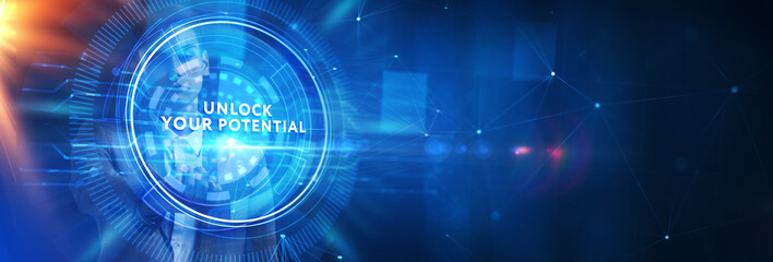 Obraz premium Cyber security data protection business technology privacy concept. Unlock your potential