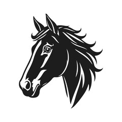 Horse head silhouette, horse head logo, animal emblem, horse symbol, vector illustration	