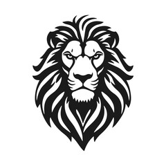 Lion head with detailed mane. Animal icon template. Wild animal, lion king, ferocious predator, wild cat, roaring lion