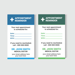 Medical Appointment Reminder Card Template for Doctors and Clinics