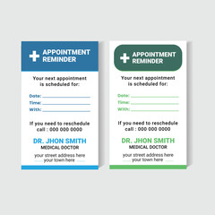 Medical Appointment Reminder Card Template for Doctors and Clinics