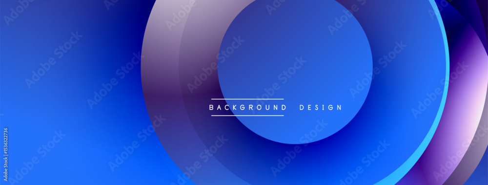 Poster Abstract blue background. Overlapping circles create dynamic visual effect. Modern design elements present smooth gradients.