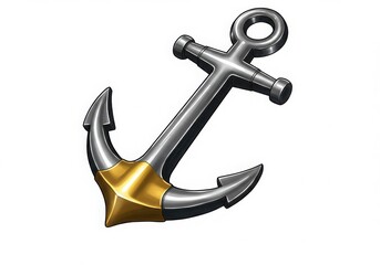 Illustration of a silver and gold anchor