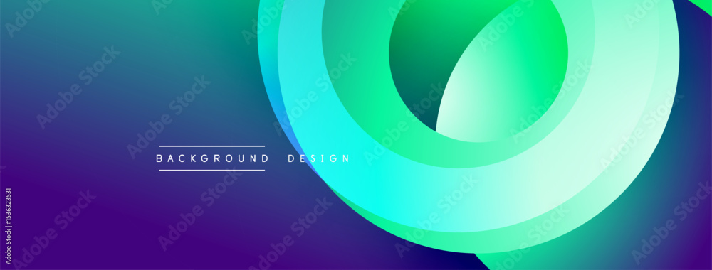 Poster abstract gradient background. layers create dynamic visual effect. blue, green, purple hues blend sm