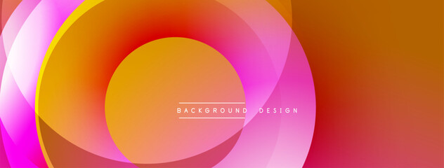 Abstract vibrant layers create dynamic circular design. Orange, pink hues blend smoothly, forming modern backdrop.
