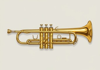 Fototapeta premium Illustration of a golden trumpet musical instrument