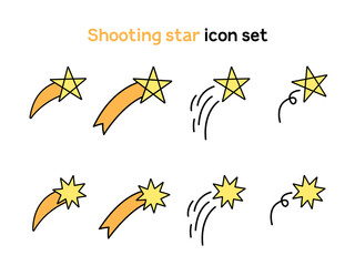 별똥별 라인드로잉 아이콘 세트(shooting star line drawing icon set)